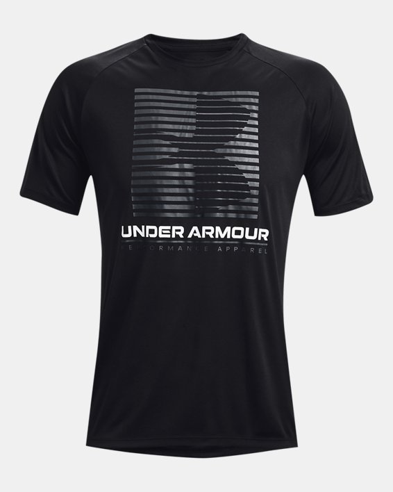 Men's UA Velocity Graphic Short Sleeve, Black, pdpMainDesktop image number 4